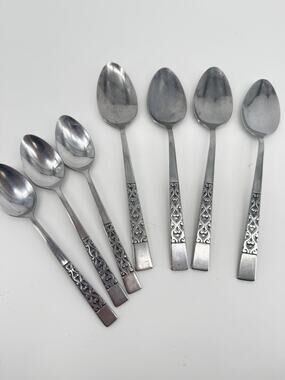 Vintage Celtic Scroll Tablespoons National Stainless Korea Lot 7 Replacement